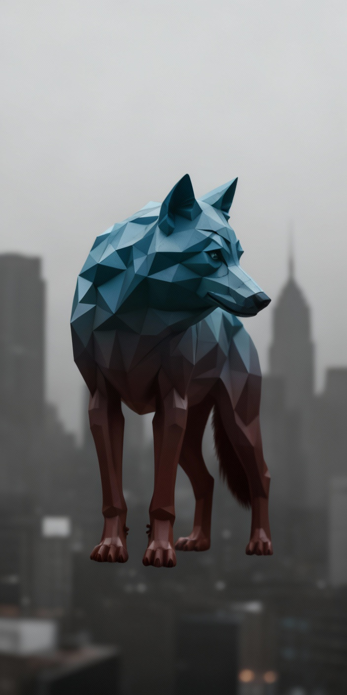 Полигональная скульптура «Волк»